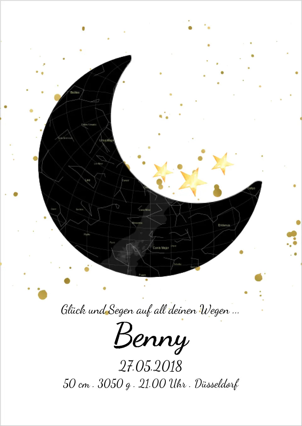 Geburtsgeschenk & Taufgeschenk Geburtsanzeige |  Sternenhimmel Poster Sternkarte Design | Babygeschenk zur Geburt, zur Taufe | Mädchen/Junge