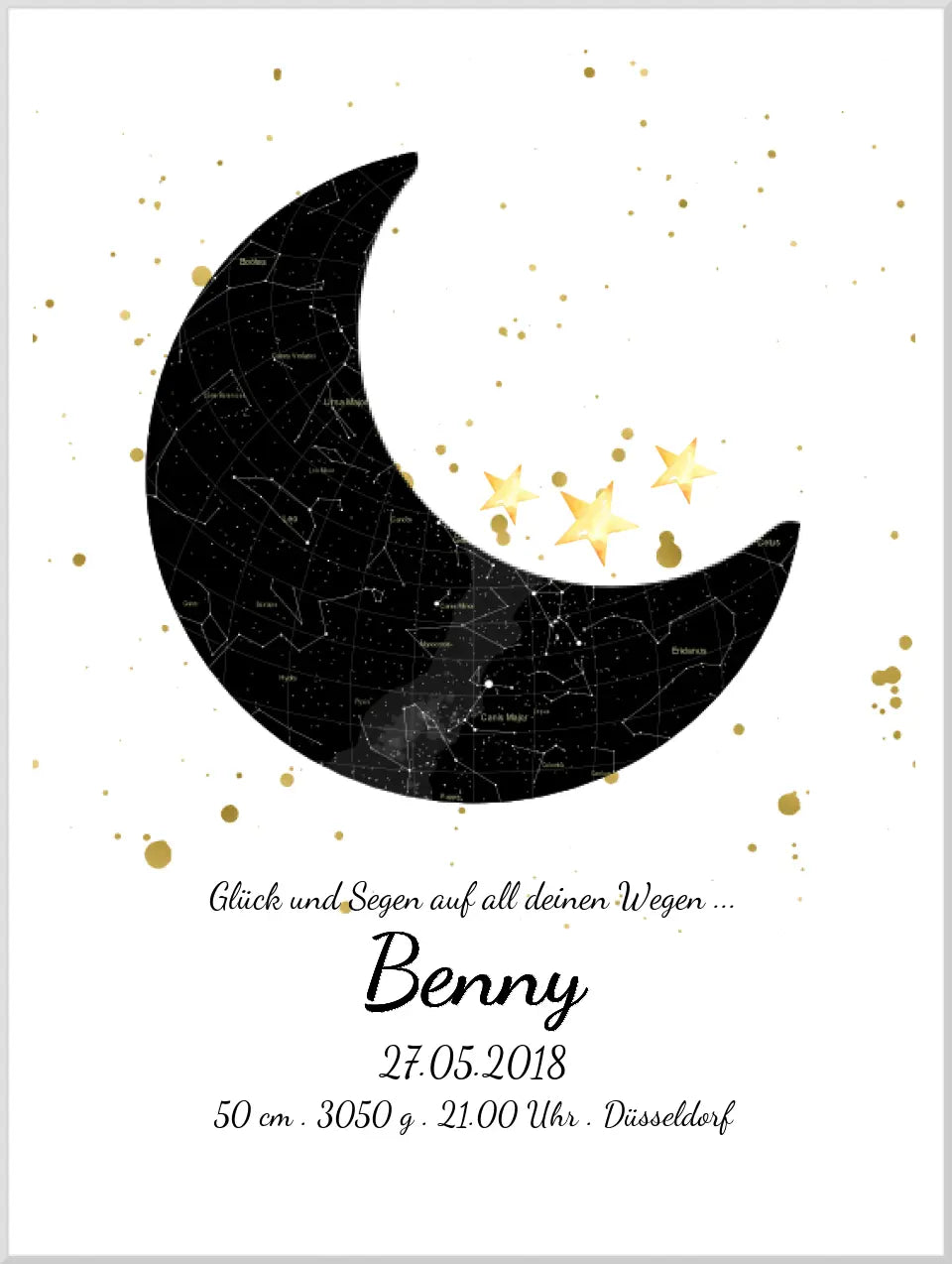 Geburtsgeschenk & Taufgeschenk Geburtsanzeige |  Sternenhimmel Poster Sternkarte Design | Babygeschenk zur Geburt, zur Taufe | Mädchen/Junge