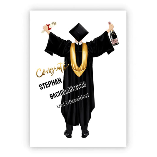 Abschlussgeschenk personalisiertes gerahmtes Poster Geschenk Bachelor - Geschenk Master - Geschenk Abitur - Schulabschluss Männer