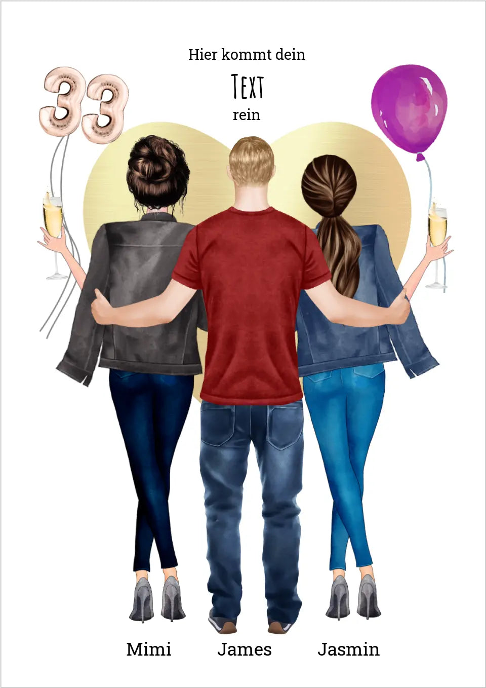 33 Geburtstag beste Freunde Geschenk personalisiert - Bild Poster Geschenk - Freundschaftsgeschenk, Geburtstagsgeschenk, Weihnachtsgeschenk