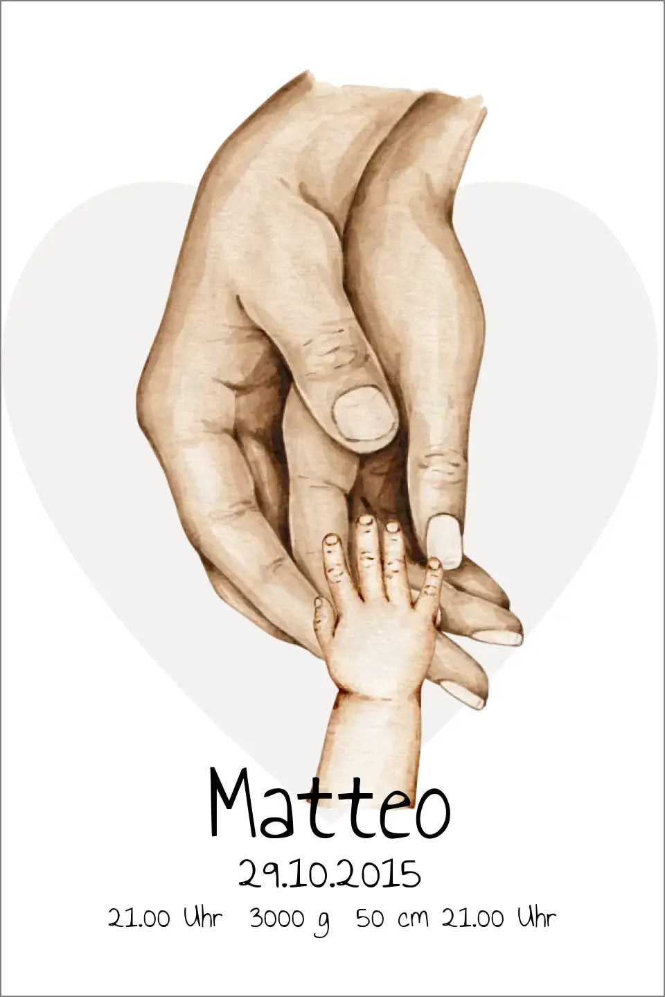Personalisierte Geburtsanzeige | Hände Poster | Bild Familie | Kindername | personalisiertes Familiengeschenk | Geburtsdaten