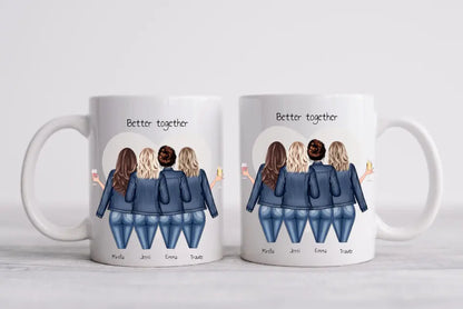 4 Freundinnen Kaffeebecher - Personalisierte Tasse - Freundin Geburtstagsgeschenk - Freundinnen Tasse - Freundinnen Geburtstag Geschenkidee - Coffee Mug