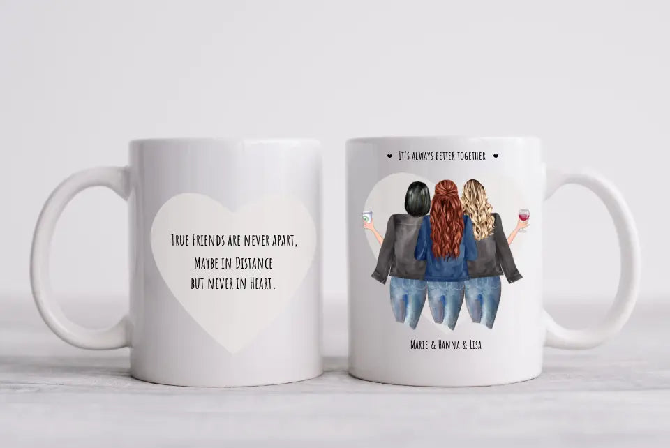 Personalsiertes Geschenk 3 Beste Freundinnen Tasse, Kaffeebecher, Freundinnentasse, Geschenk Familie, Beste Schwester, Freundschaftstasse Geschenk Ostern