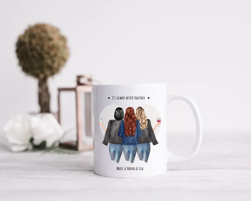 Personalsiertes Geschenk 3 Beste Freundinnen Tasse, Kaffeebecher, Freundinnentasse, Geschenk Familie, Beste Schwester, Freundschaftstasse Geschenk Ostern