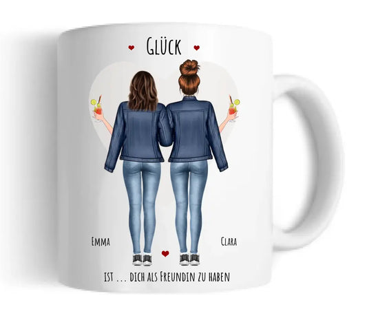 Glück 2 Beste Freundinnen Geschenk Tasse, Personalisierte Tasse Freundin, Geschenk Schwester,