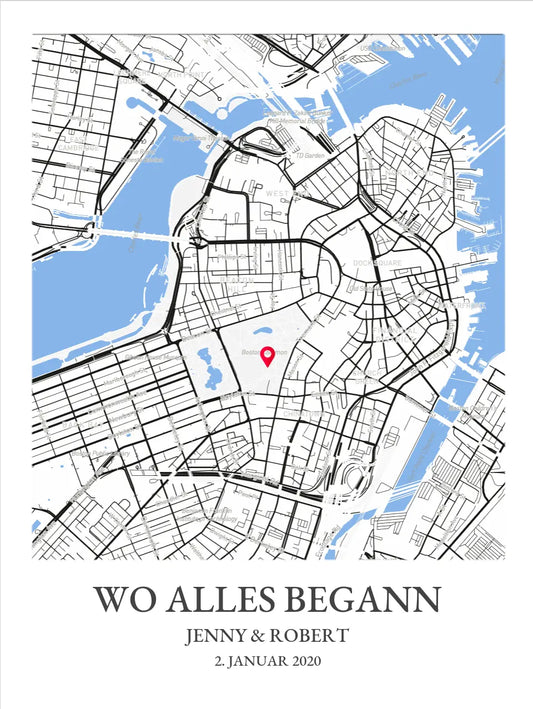 Koordinaten Stadtkarte Poster | Wo alles begann | Personalisiertes Stadt Poster Bild | Hochzeitsgeschenk