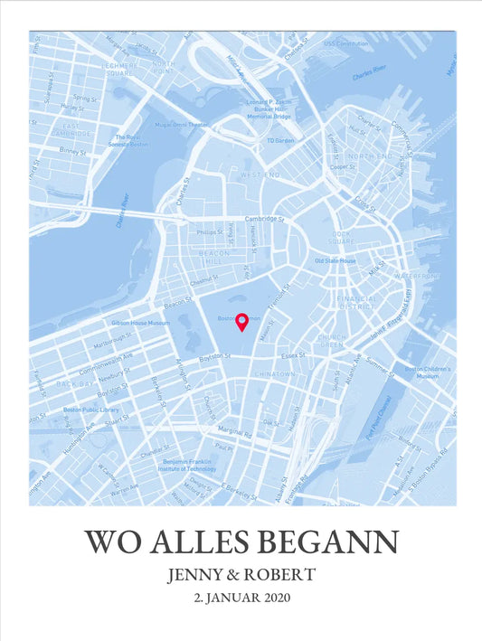 Stadtkarte Poster | Wo alles begann | Personalisiertes Städteposter Map Koordinaten Bild