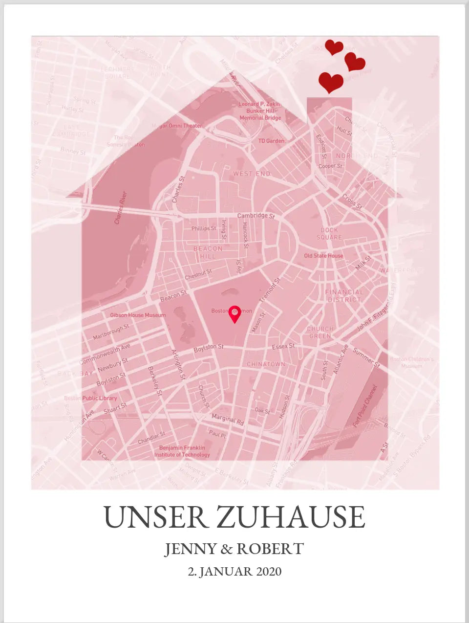 Poster "Zuhause Koordinaten" Stadtkarte | Zuhause Poster | Hochzeitsgeschenk