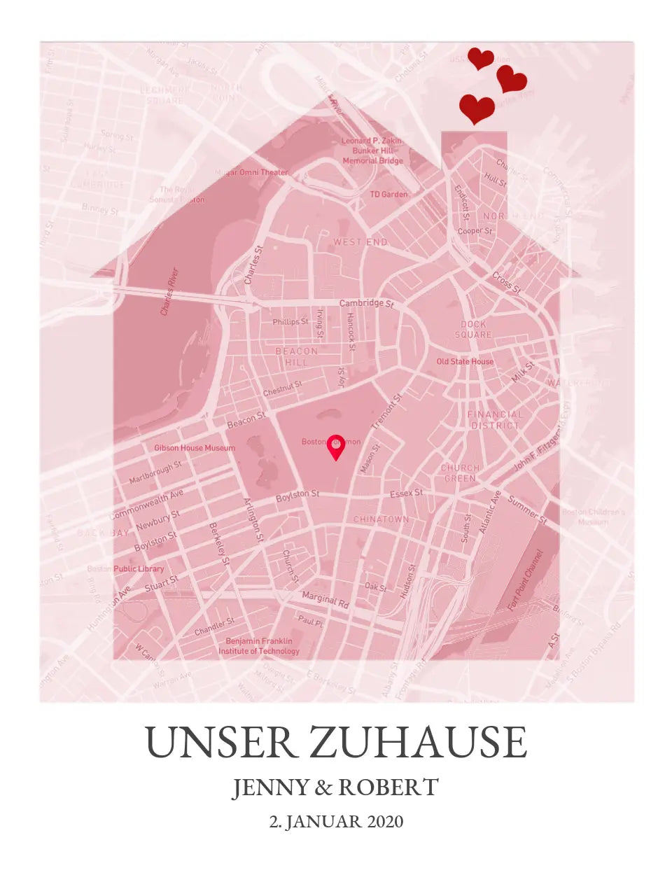 Poster "Zuhause Koordinaten" Stadtkarte | Zuhause Poster | Hochzeitsgeschenk