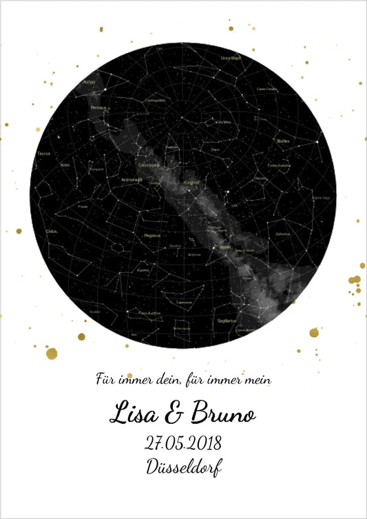 Personalisiertes Sternenbild - Sternenhimmel Poster - Sternenkarte Geschenk zur Hochzeit, zur Geburt, zur  Taufe