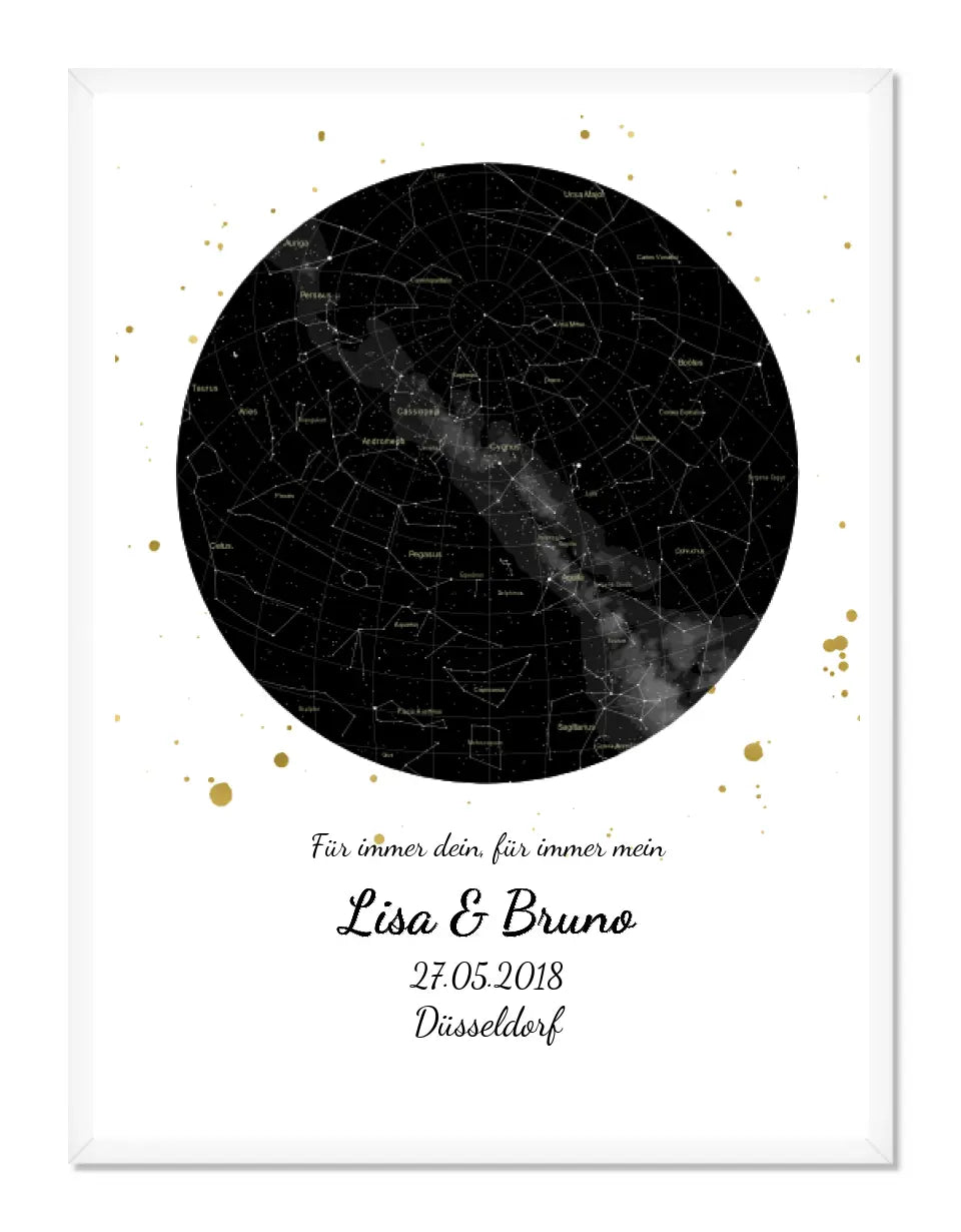 Personalisiertes Sternenbild - Sternenhimmel Poster - Sternenkarte Geschenk zur Hochzeit, zur Geburt, zur  Taufe
