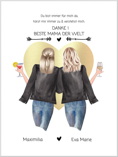 Danke! Beste Mama der Welt - Muttertagsgeschenk  personalisiertes Poster - Mutter & Tochter Poster - Mutter Geburtstag