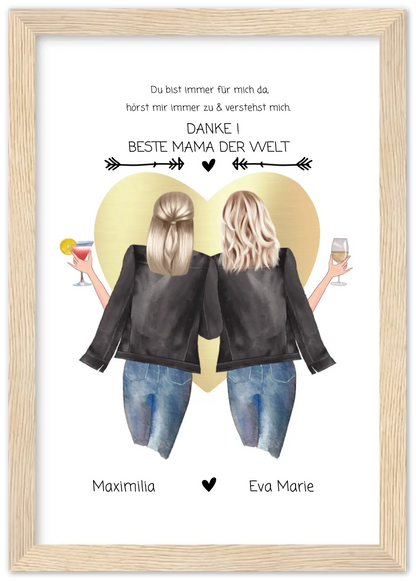 Danke! Beste Mama der Welt - Muttertagsgeschenk  personalisiertes Poster - Mutter & Tochter Poster - Mutter Geburtstag