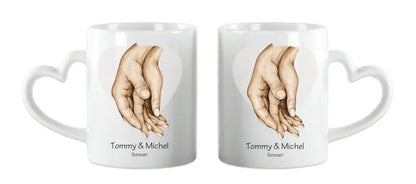 Personalisierte Tasse Hände mit Namen und Text