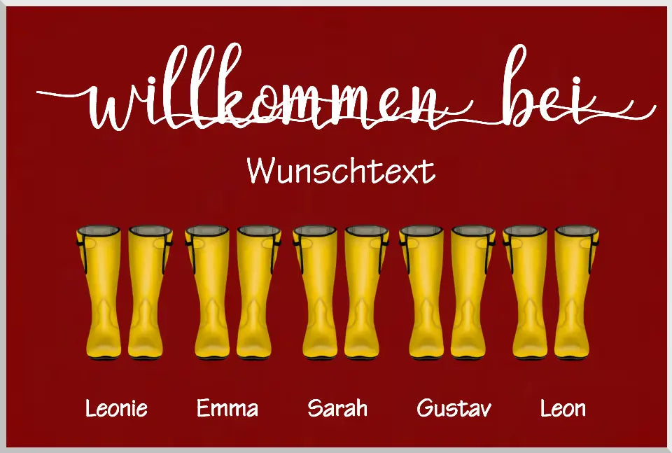 Poster Gummistiefel - Personalisiertes Familienbild 1-5 Personen mit Wunschtext gestalten