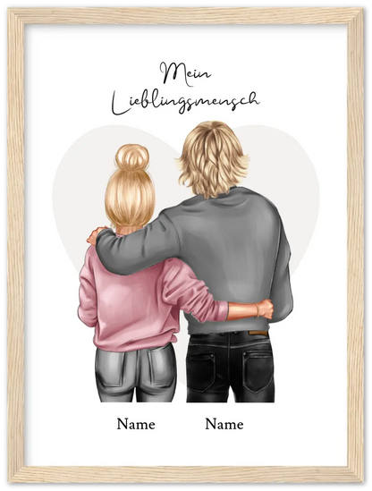 Lieblingsmensch gerahmtes Poster-Geschenk Partner - Partnerschaftsgeschenk Bild-Weihnachtsgeschenk Partner