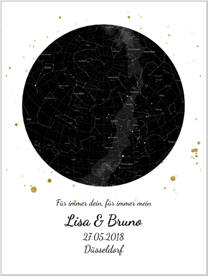 Hochzeitsgeschenk | Personalisierte Sternkarte |  Sternenhimmel Poster | Sternkarte Geschenk zur Hochzeit, zur Geburt, zur Taufe