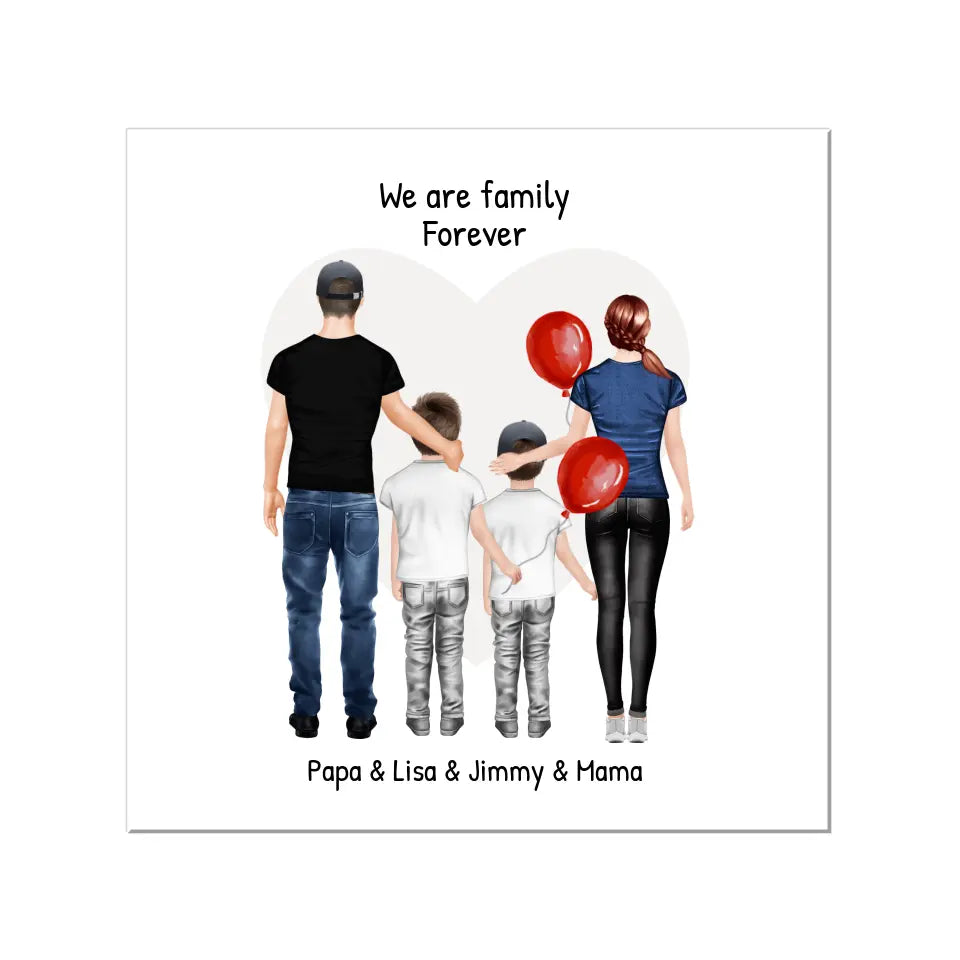 Familienbild mit 2 Kindern - Personalisiertes Familienportrait - We are family 2