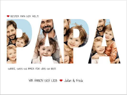 Fotoposter Personalisiertes Vaterschaftsgeschenk | Geschenk Papa Poster | Geburtstagsgeschenk Papa | Papa Bild Geschenk | 4 einzelne Bilder