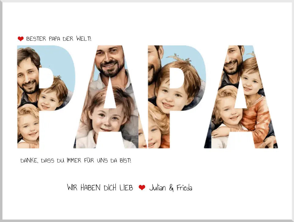 Fotoposter Personalisiertes Vaterschaftsgeschenk | Geschenk Papa Poster | Geburtstagsgeschenk Papa | Papa Bild Geschenk | 4 einzelne Bilder
