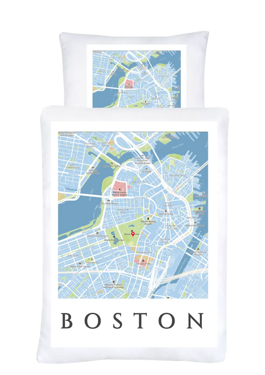 Personalisierter Bettbezug Lieblingsstadt | Geschenk zu allen Anlässen im Koordinaten Stadtkarte Design