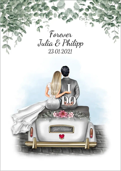 Personalisiertes Hochzeitsgeschenk - Wedding Car - Hochzeitsauto - Geschenk Hochzeit - Geschenk Bild Hochzeit - Geschenk Poster Hochzeit