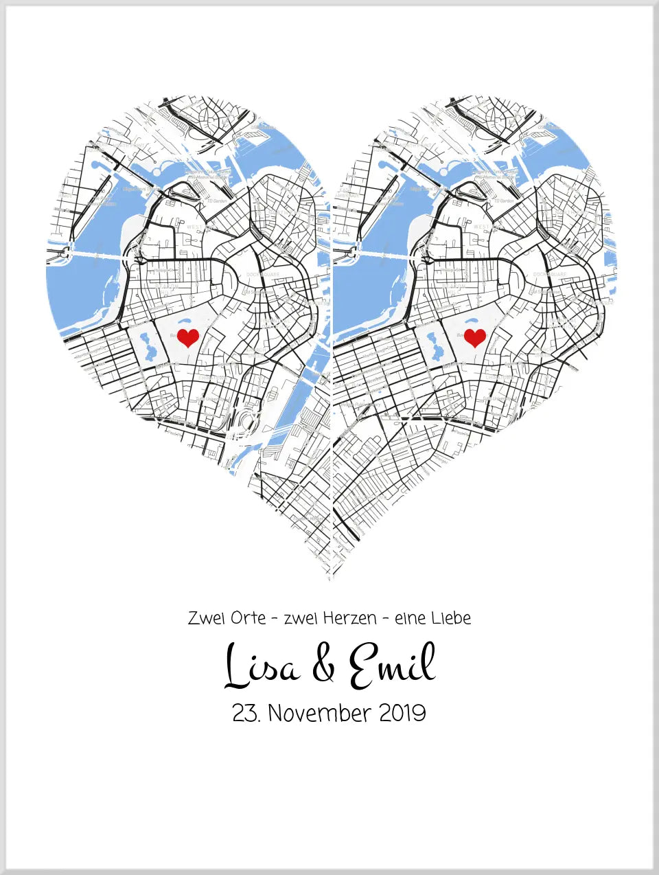 Stadtkarte Poster erstellen | personalisiertes Hochzeitsgeschenk | Stadtposter Koordinaten Bild