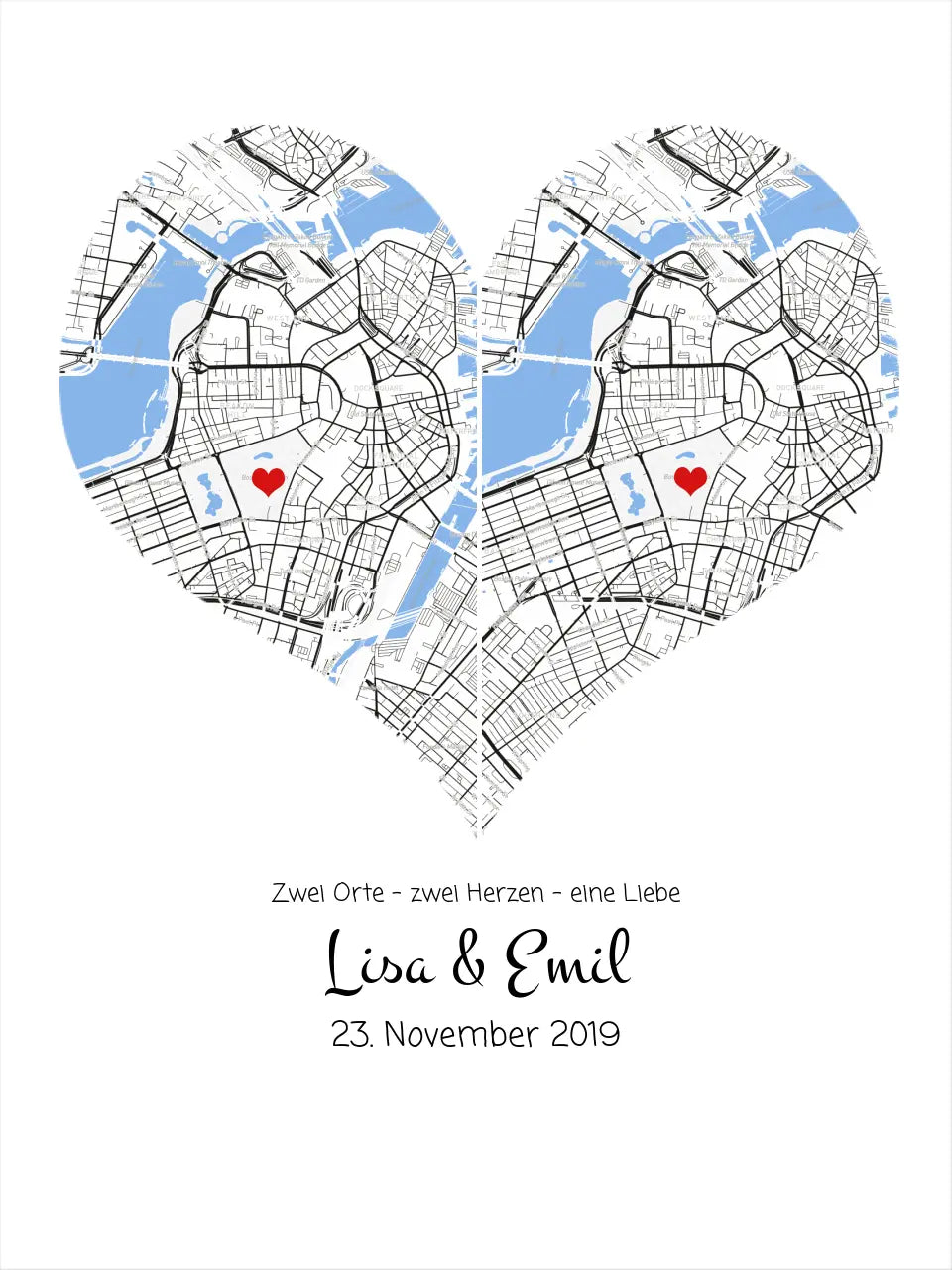 Stadtkarte Poster erstellen | personalisiertes Hochzeitsgeschenk | Stadtposter Koordinaten Bild