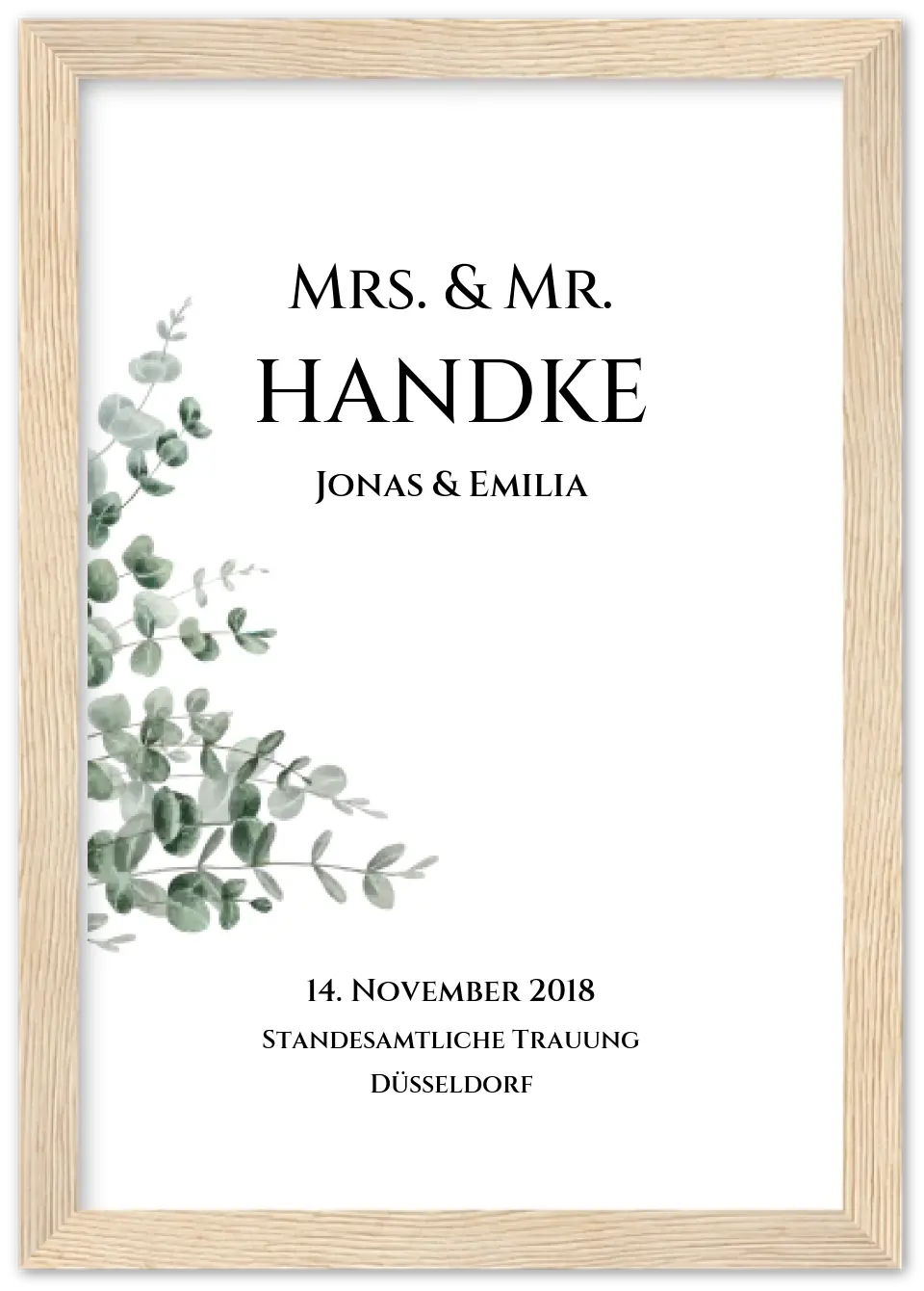 Personalisiertes Hochzeitsposter "Just Married" |  "Mr. & Mrs." Hochzeitsgeschenk mit Namen und Datum