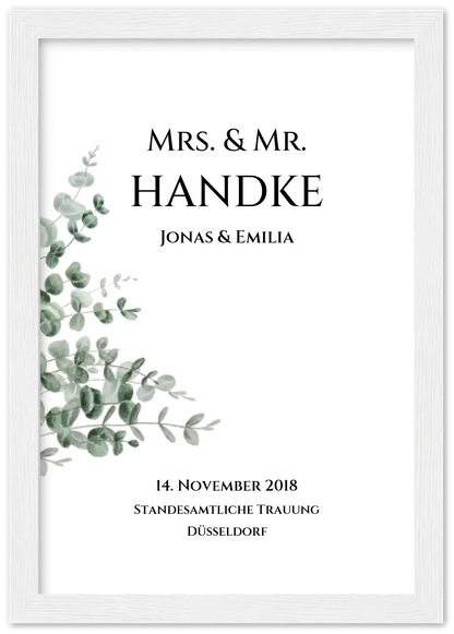 Personalisiertes Hochzeitsposter "Just Married" |  "Mr. & Mrs." Hochzeitsgeschenk mit Namen und Datum