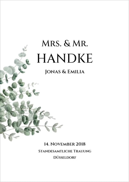 Personalisiertes Hochzeitsposter "Just Married" |  "Mr. & Mrs." Hochzeitsgeschenk mit Namen und Datum