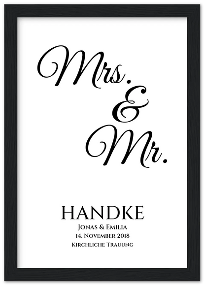 Personalisiertes Hochzeitsposter "Mr. & Mrs." |  Hochzeitsgeschenk mit Namen und Datum | LGBTQ+