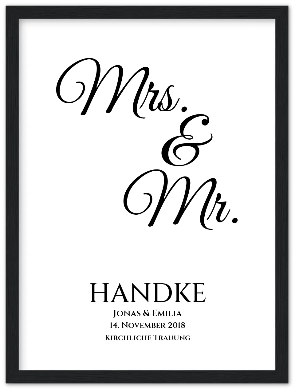 Personalisiertes Hochzeitsposter "Mr. & Mrs." |  Hochzeitsgeschenk mit Namen und Datum | LGBTQ+