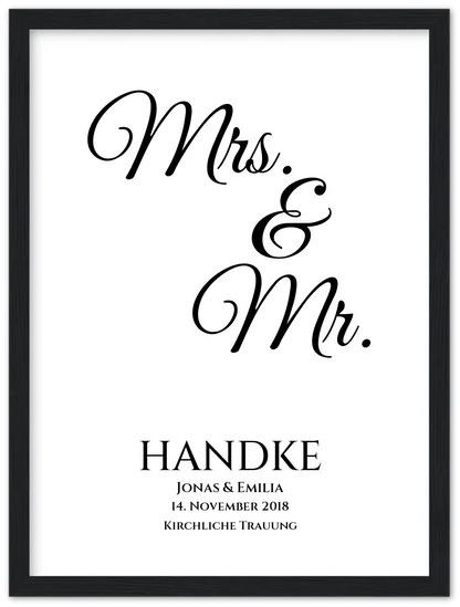 Personalisiertes Hochzeitsposter "Mr. & Mrs." |  Hochzeitsgeschenk mit Namen und Datum | LGBTQ+