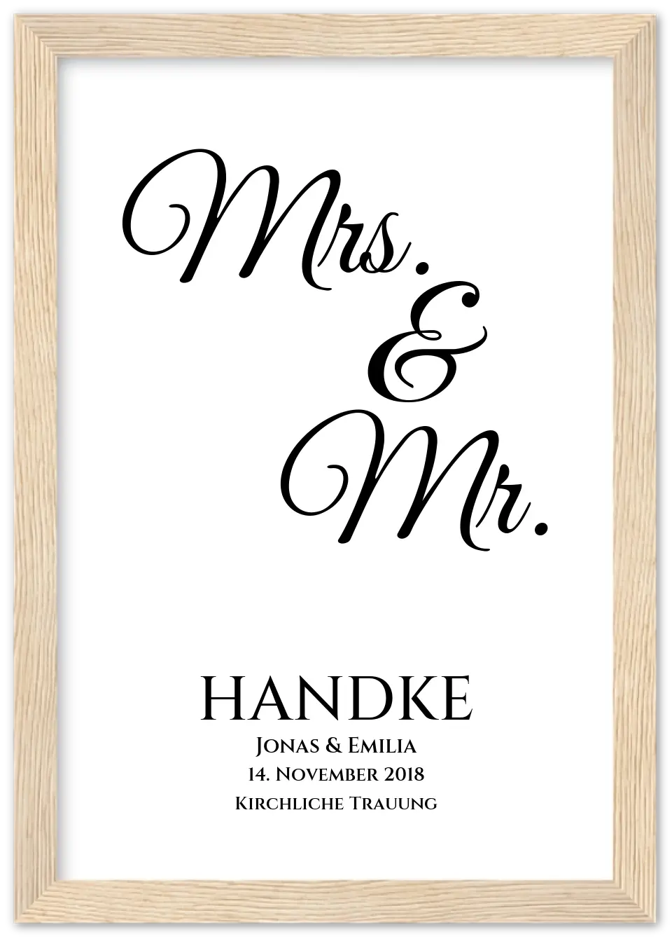 Personalisiertes Hochzeitsposter "Mr. & Mrs." |  Hochzeitsgeschenk mit Namen und Datum | LGBTQ+