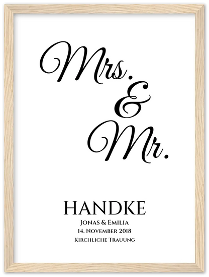 Personalisiertes Hochzeitsposter "Mr. & Mrs." |  Hochzeitsgeschenk mit Namen und Datum | LGBTQ+