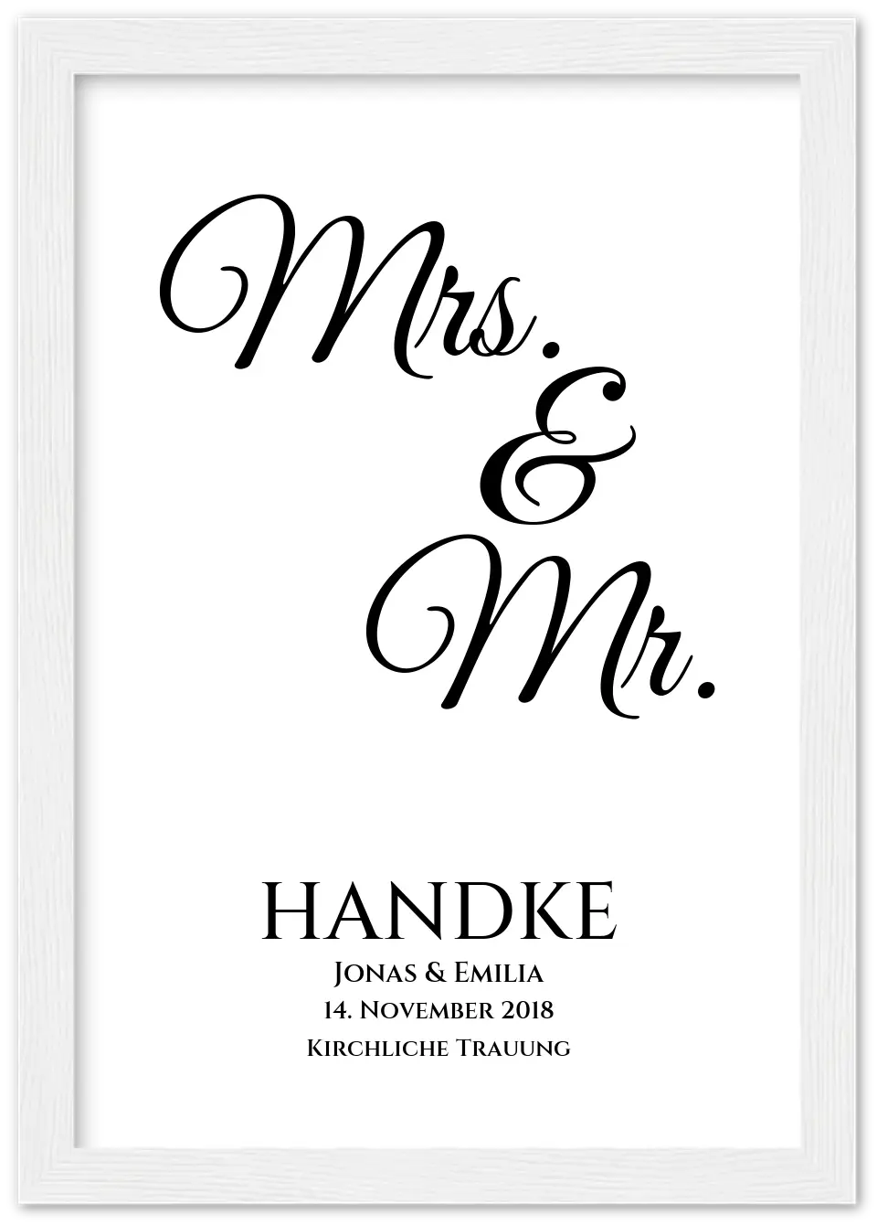 Personalisiertes Hochzeitsposter "Mr. & Mrs." |  Hochzeitsgeschenk mit Namen und Datum | LGBTQ+