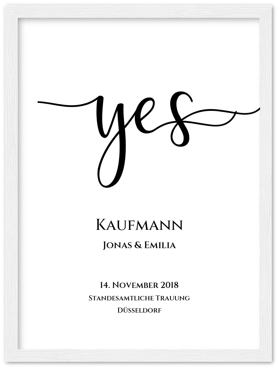 Personalisiertes Hochzeitsposter "YES" |  Hochzeitsgeschenk mit Namen und Datum