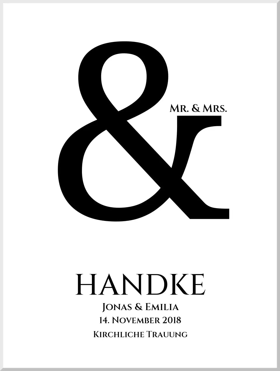 Personalisiertes Hochzeitsposter "Ampersand" | Mr. & Mrs. Hochzeitsgeschenk