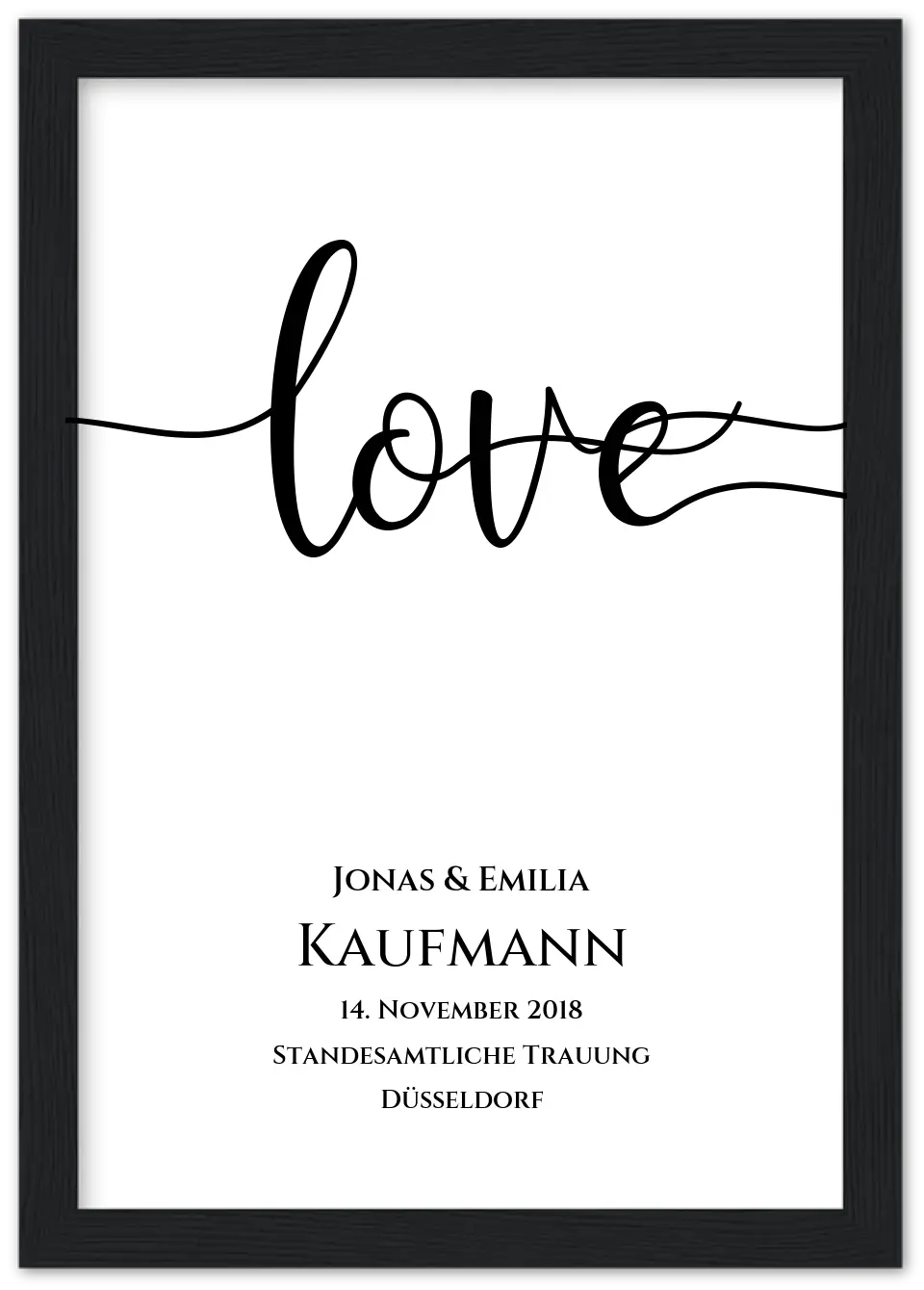 Personalisiertes Hochzeitsposter "LOVE" |  Hochzeitsgeschenk mit Namen und Datum