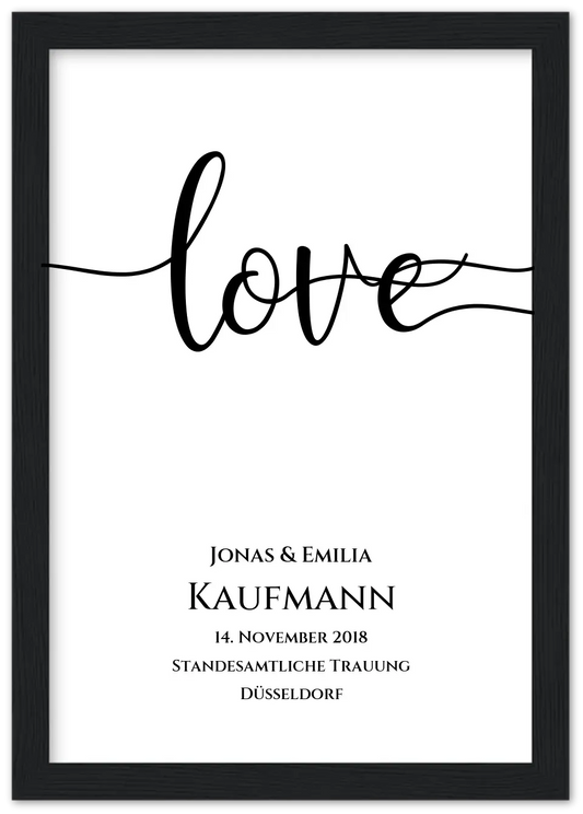 Personalisiertes Hochzeitsposter "LOVE" |  Hochzeitsgeschenk mit Namen und Datum