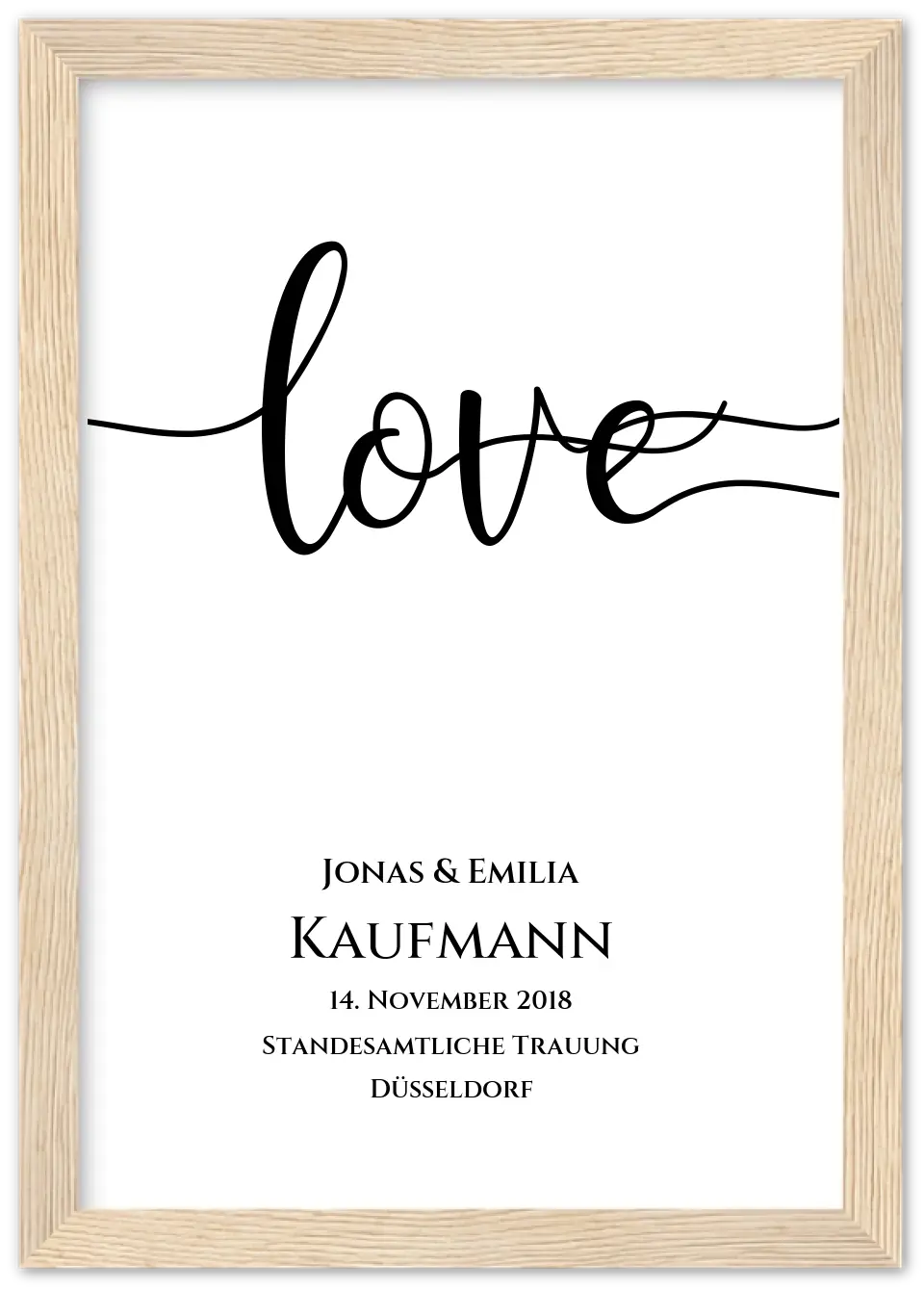 Personalisiertes Hochzeitsposter "LOVE" |  Hochzeitsgeschenk mit Namen und Datum