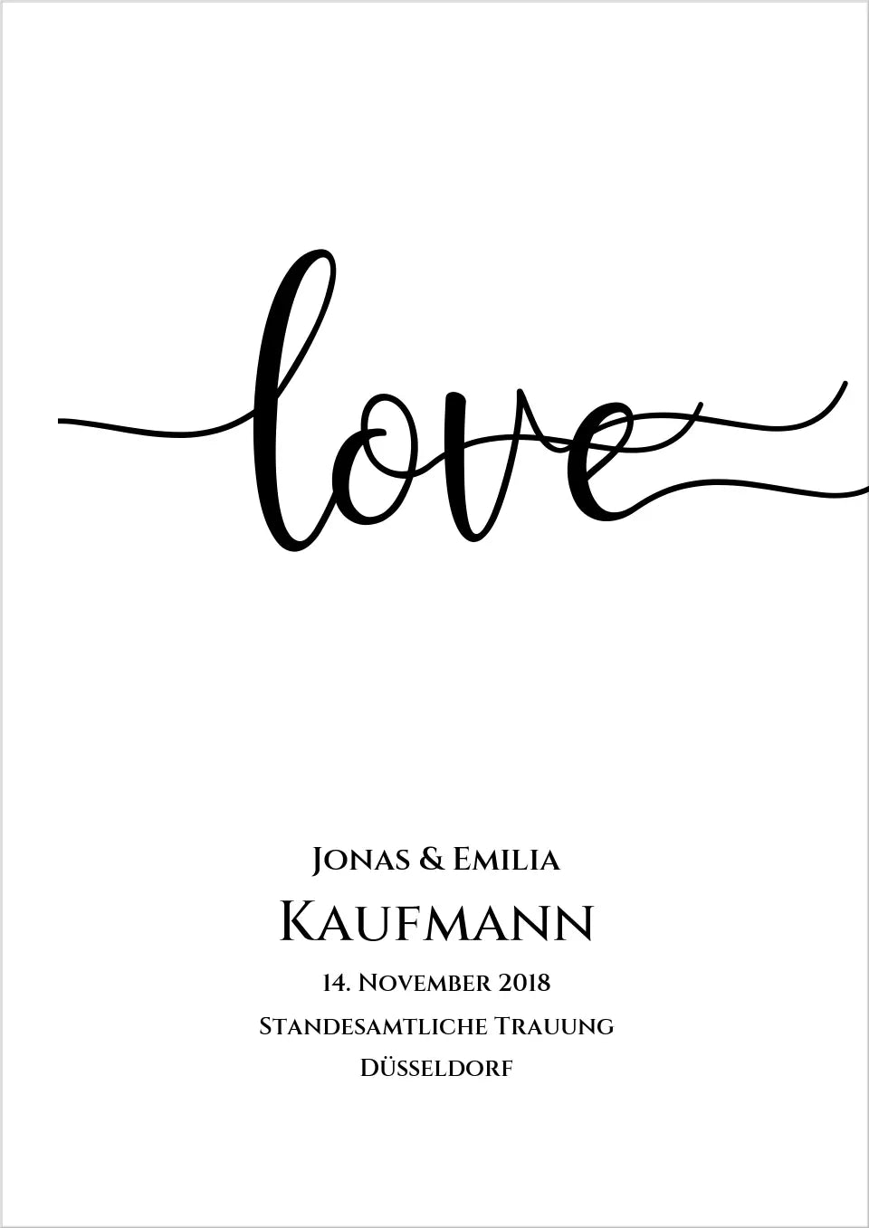 Personalisiertes Hochzeitsposter "LOVE" |  Hochzeitsgeschenk mit Namen und Datum