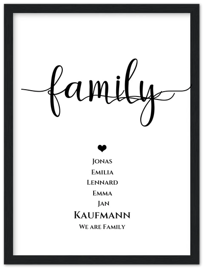 Geschenk Familie Poster "FAMILY" |  Geburtstagsgeschenk, Muttertagsgeschenk, Weihnachtsgeschenk mit Namen personalisiert