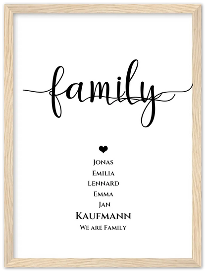 Geschenk Familie Poster "FAMILY" |  Geburtstagsgeschenk, Muttertagsgeschenk, Weihnachtsgeschenk mit Namen personalisiert