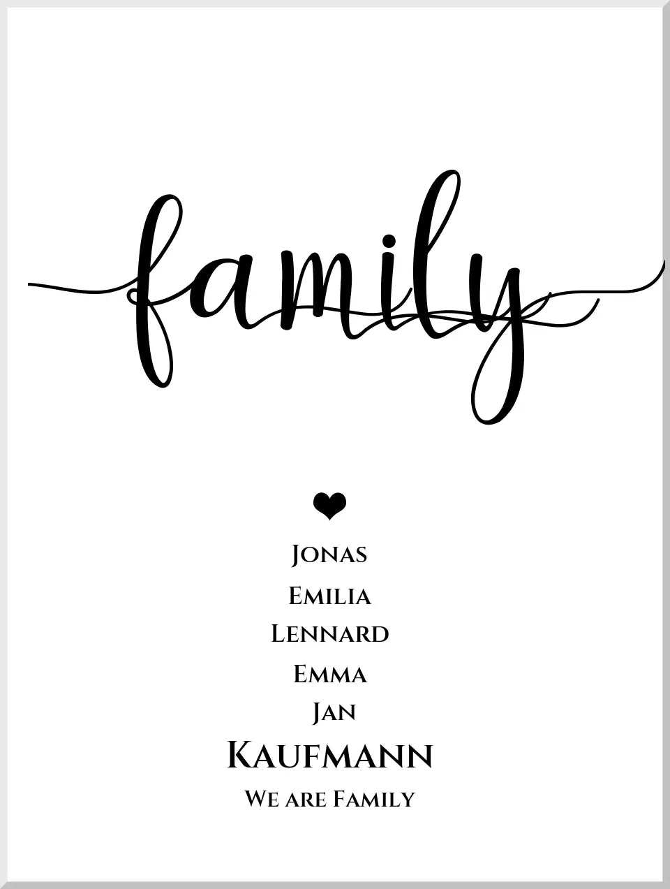 Geschenk Familie Poster "FAMILY" |  Geburtstagsgeschenk, Muttertagsgeschenk, Weihnachtsgeschenk mit Namen personalisiert