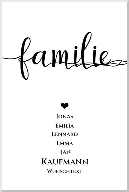 Familie Bild Geschenk "FAMILIE" Poster |  Familiengeschenk mit Namen personalisiert | Geschenk beste Freunde