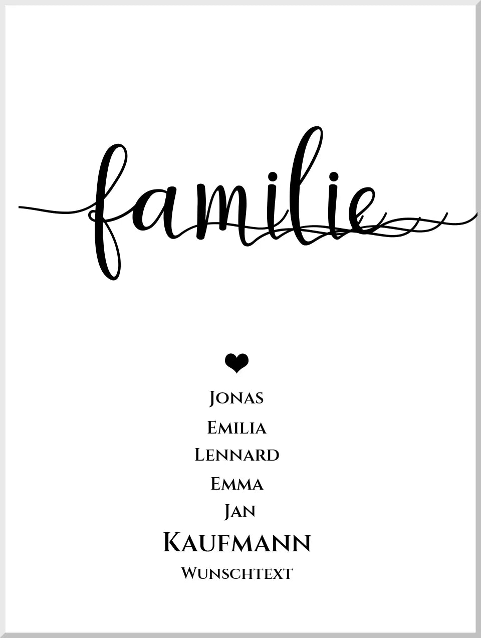 Familie Bild Geschenk "FAMILIE" Poster |  Familiengeschenk mit Namen personalisiert | Geschenk beste Freunde