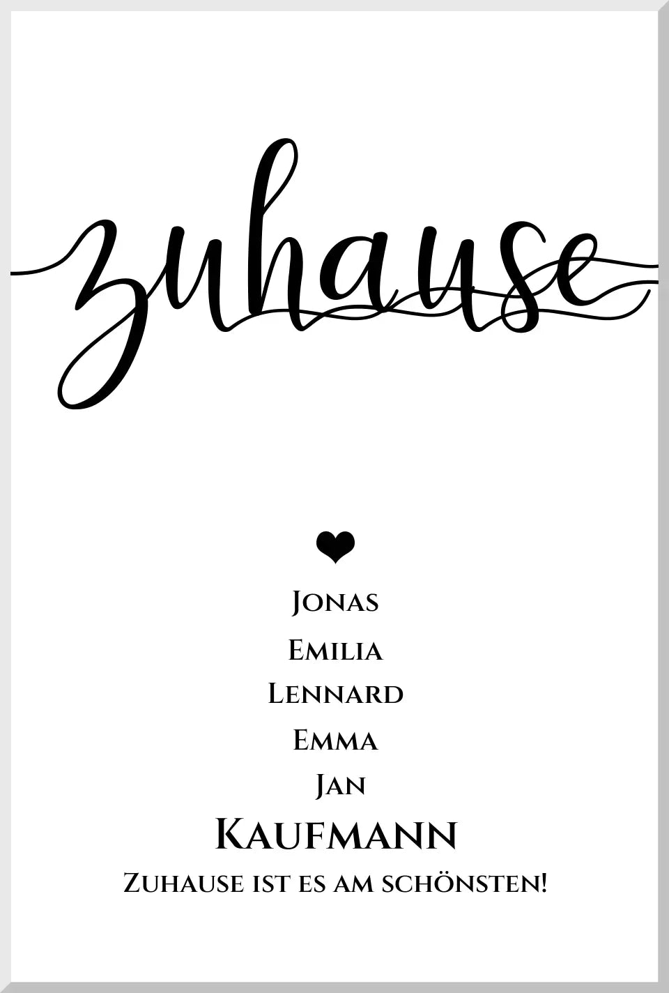 Personalisiertes Hochzeitsposter "ZUHAUSE" Poster |  Hochzeitsgeschenk mit Namen und Datum