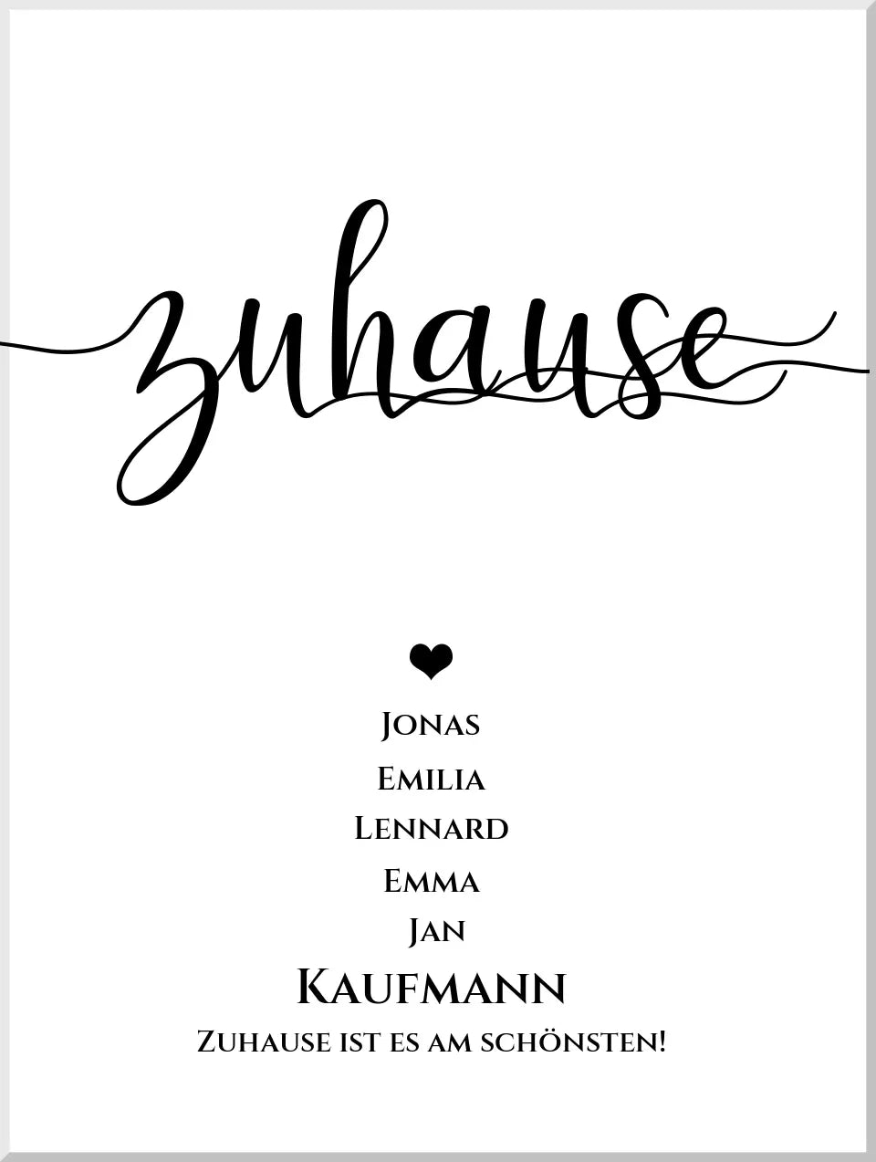 Personalisiertes Hochzeitsposter "ZUHAUSE" Poster |  Hochzeitsgeschenk mit Namen und Datum